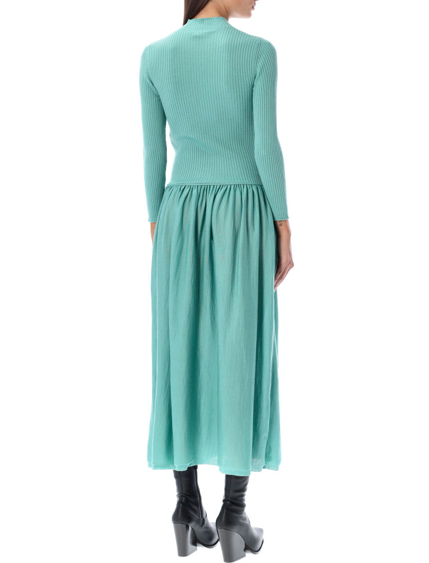 Blue Mock Collar Midi Dress 2