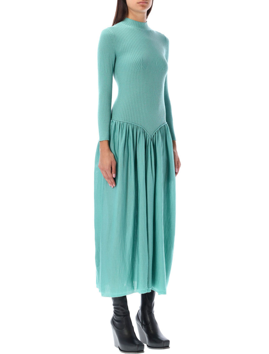 Blue Mock Collar Midi Dress 3