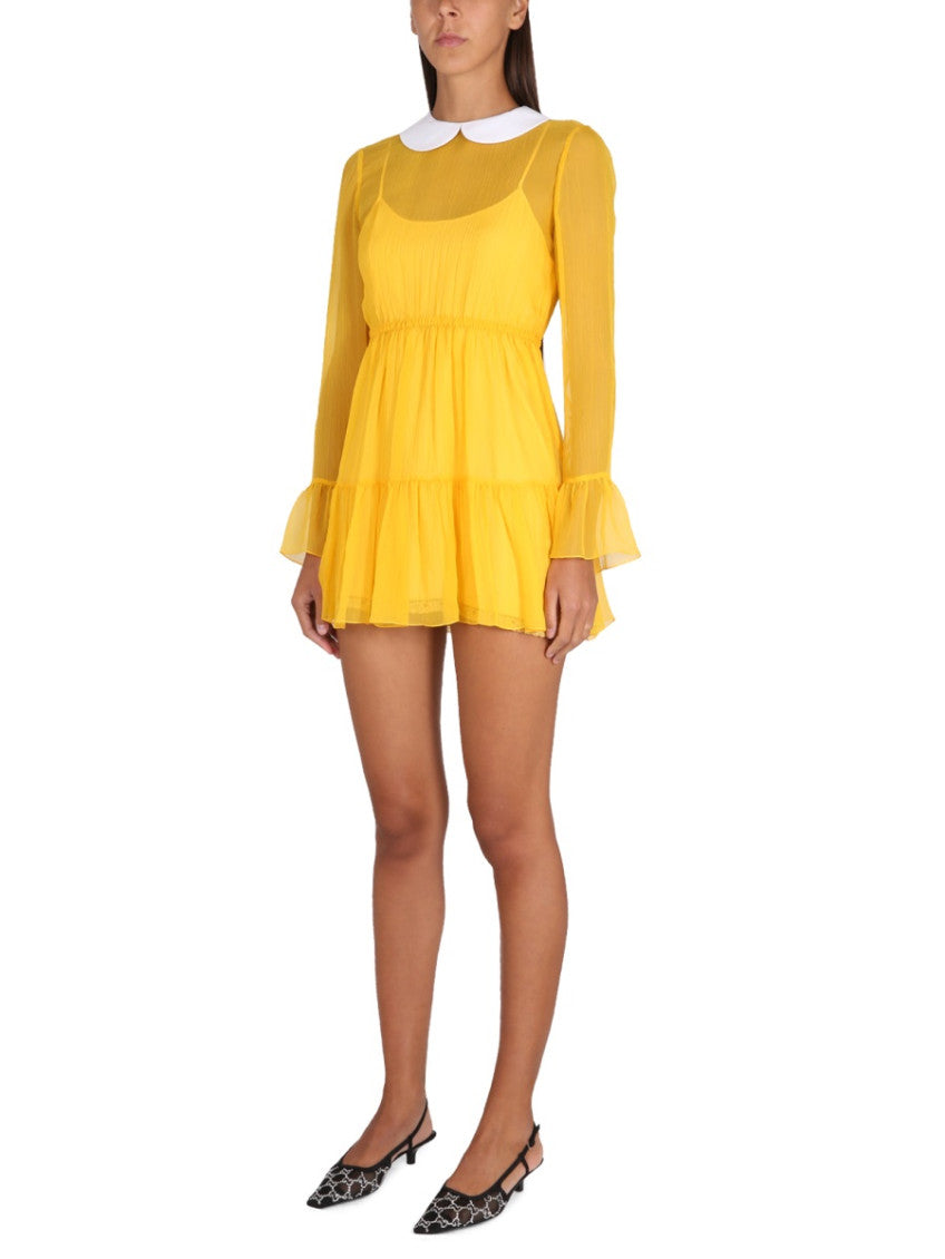 Yellow Crew Neck Collar Mini Dress 3