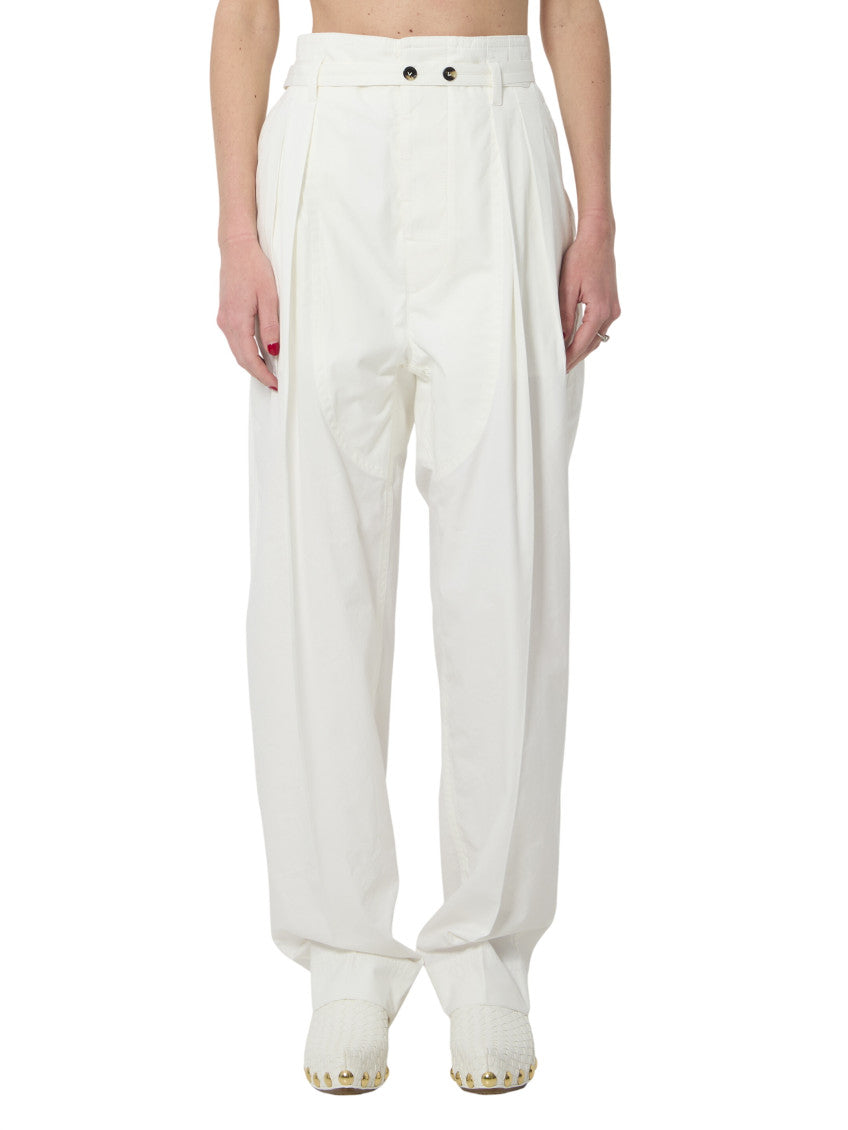 White Tapered Flat Front Pants 1