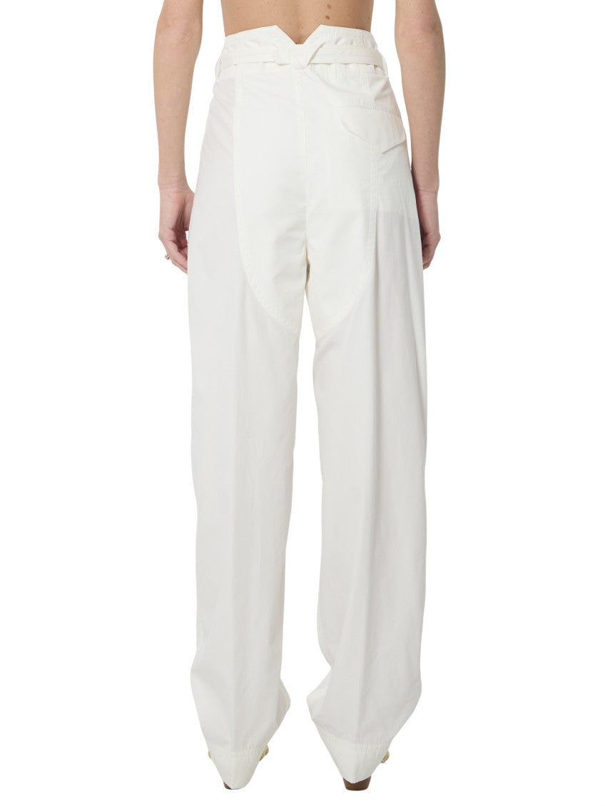 White Tapered Flat Front Pants 2