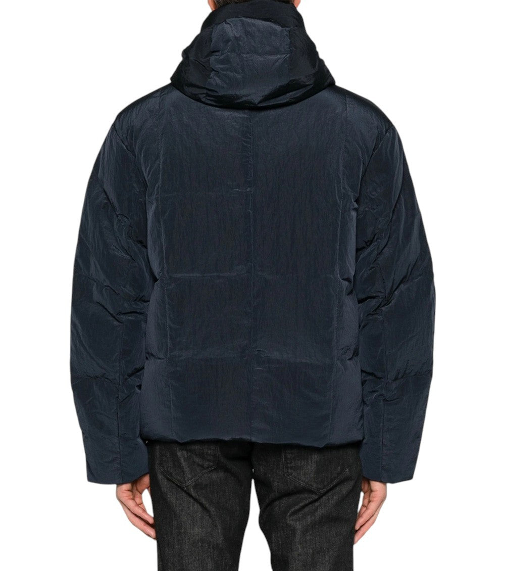 Dark Blue Hood Down Jacket 2