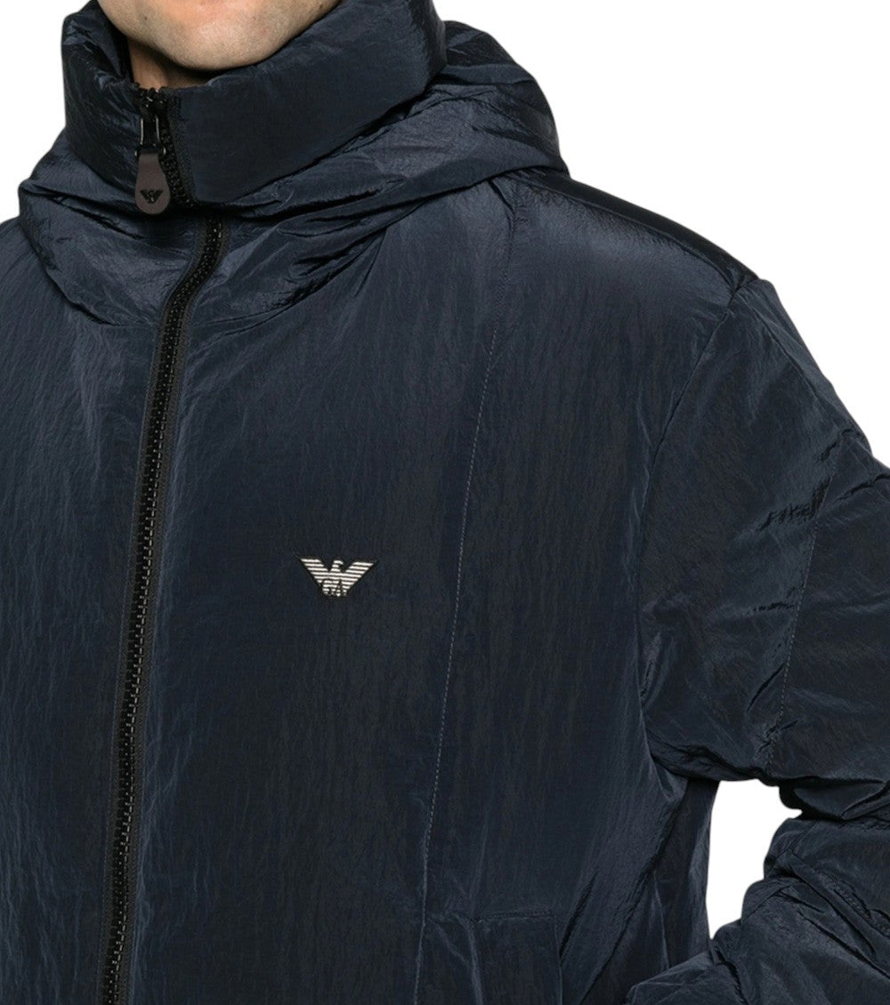 Dark Blue Hood Down Jacket 3