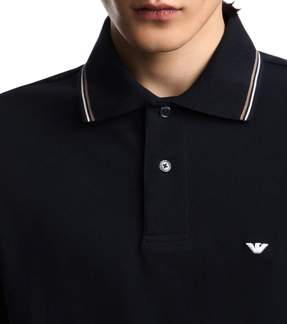 Dark Blue Shirt Collar Polo 3