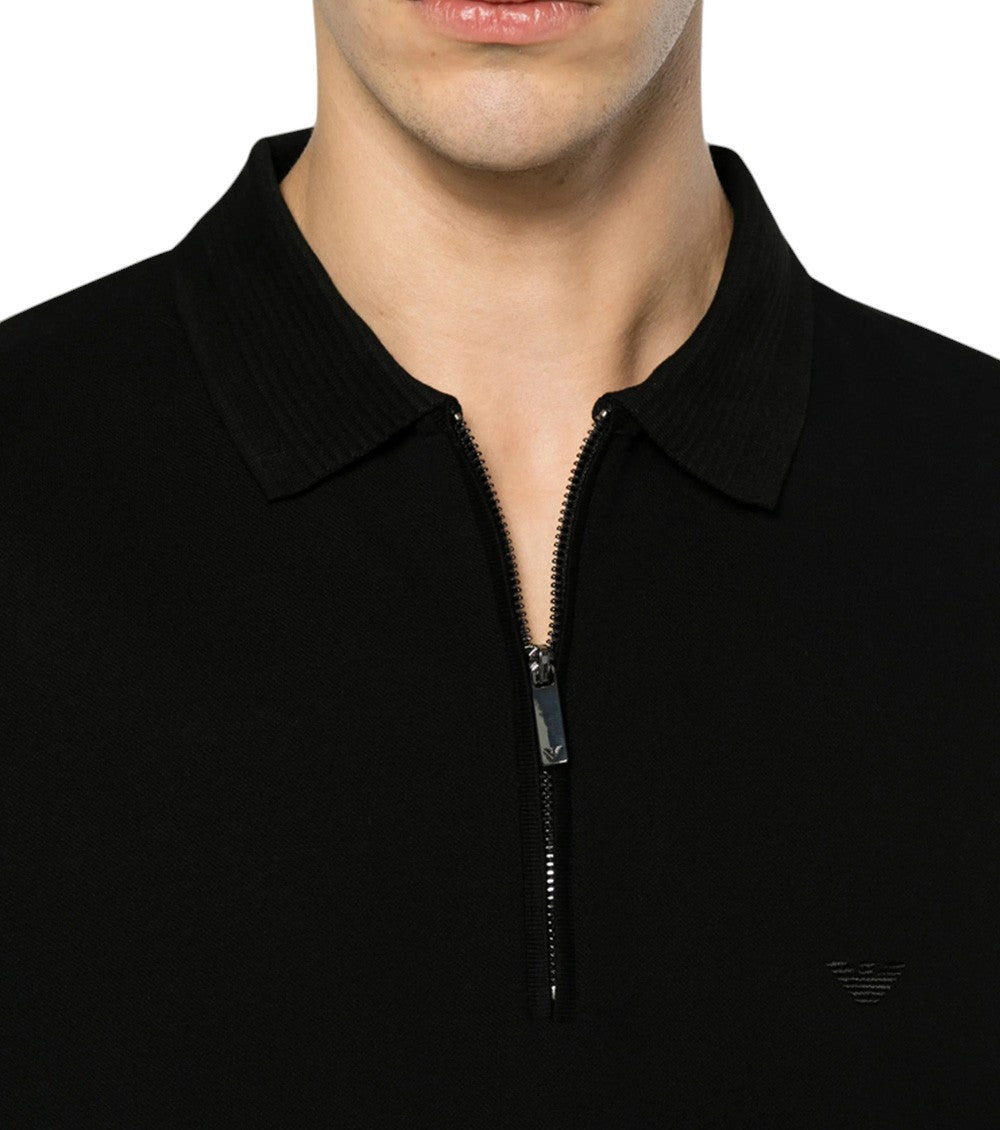 Black Half Zip Logo Polo 4