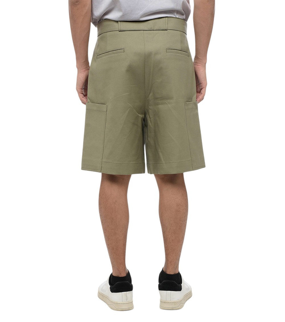 Green Solid Pleated Shorts 2