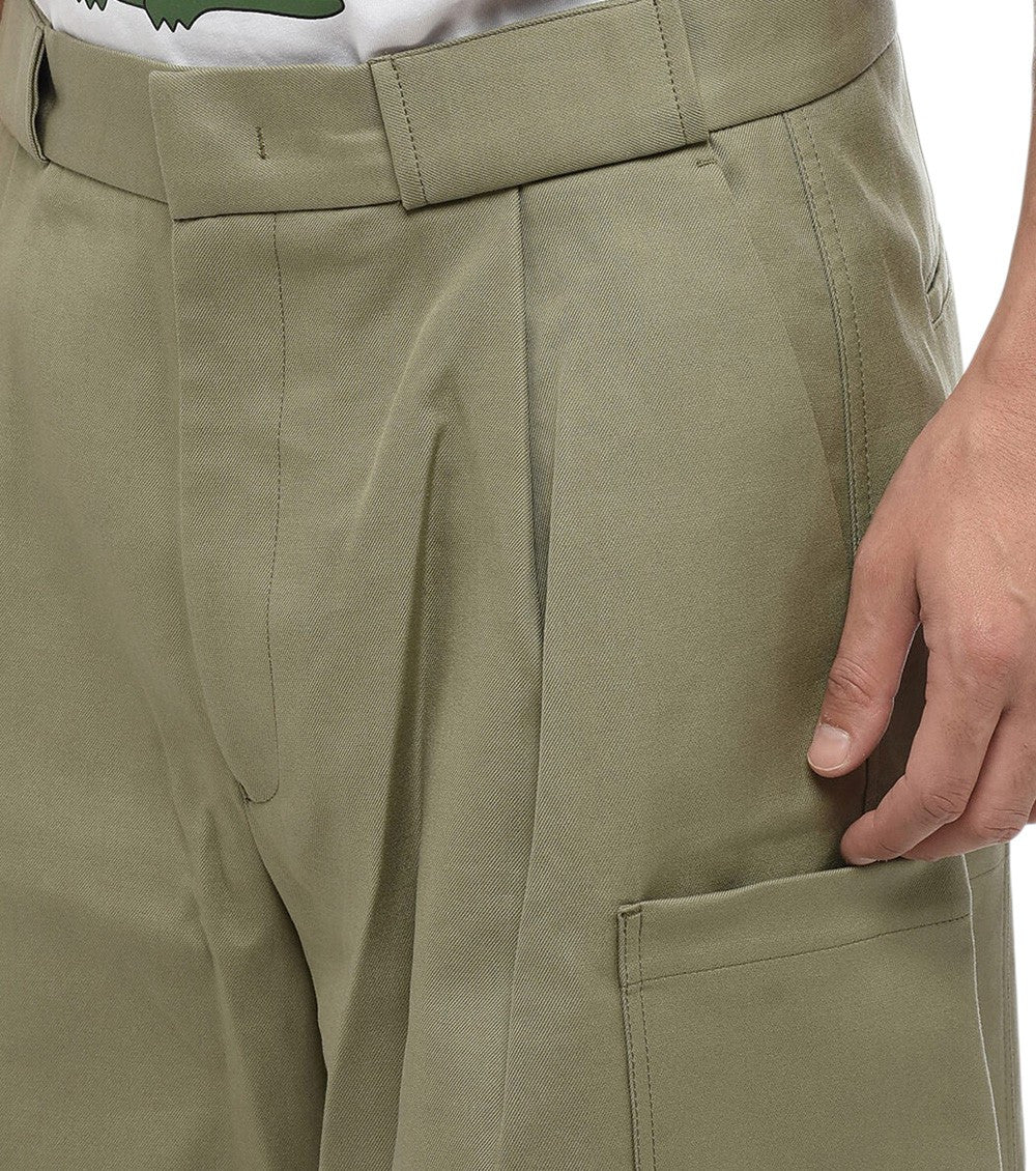 Green Solid Pleated Shorts 3