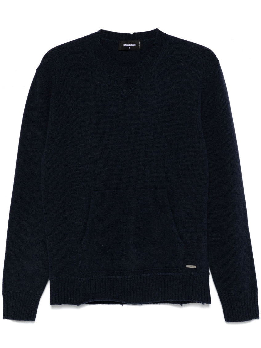 Navy Blue Pouch-pocket Sweater 1