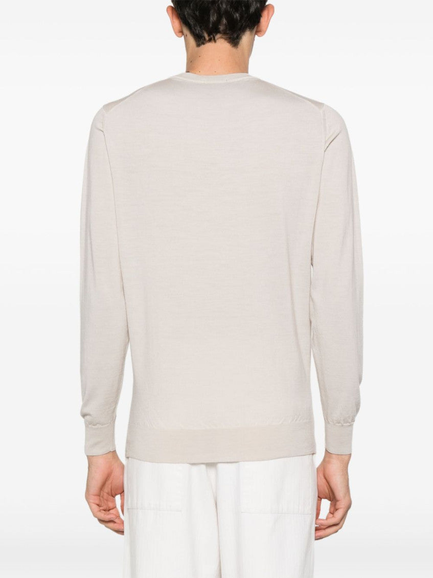 Beige Wool sweater with full neck 4