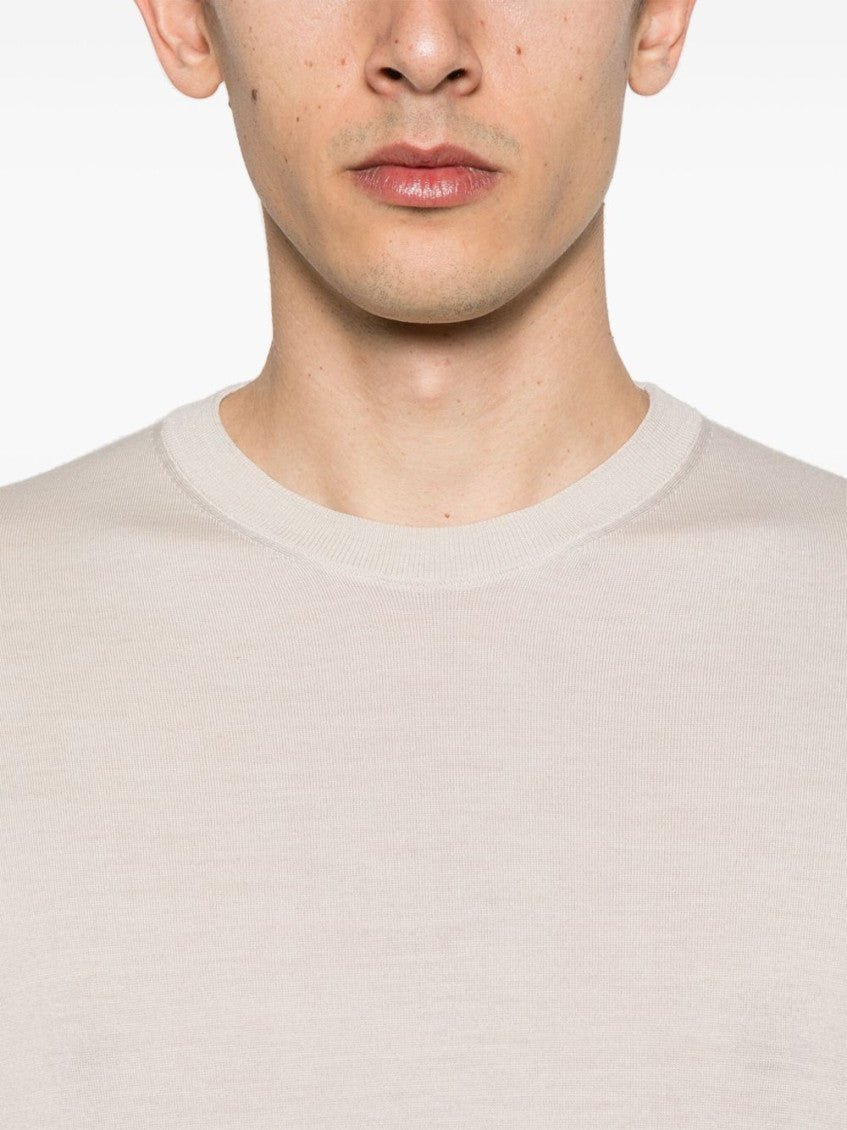 Beige Wool sweater with full neck 5