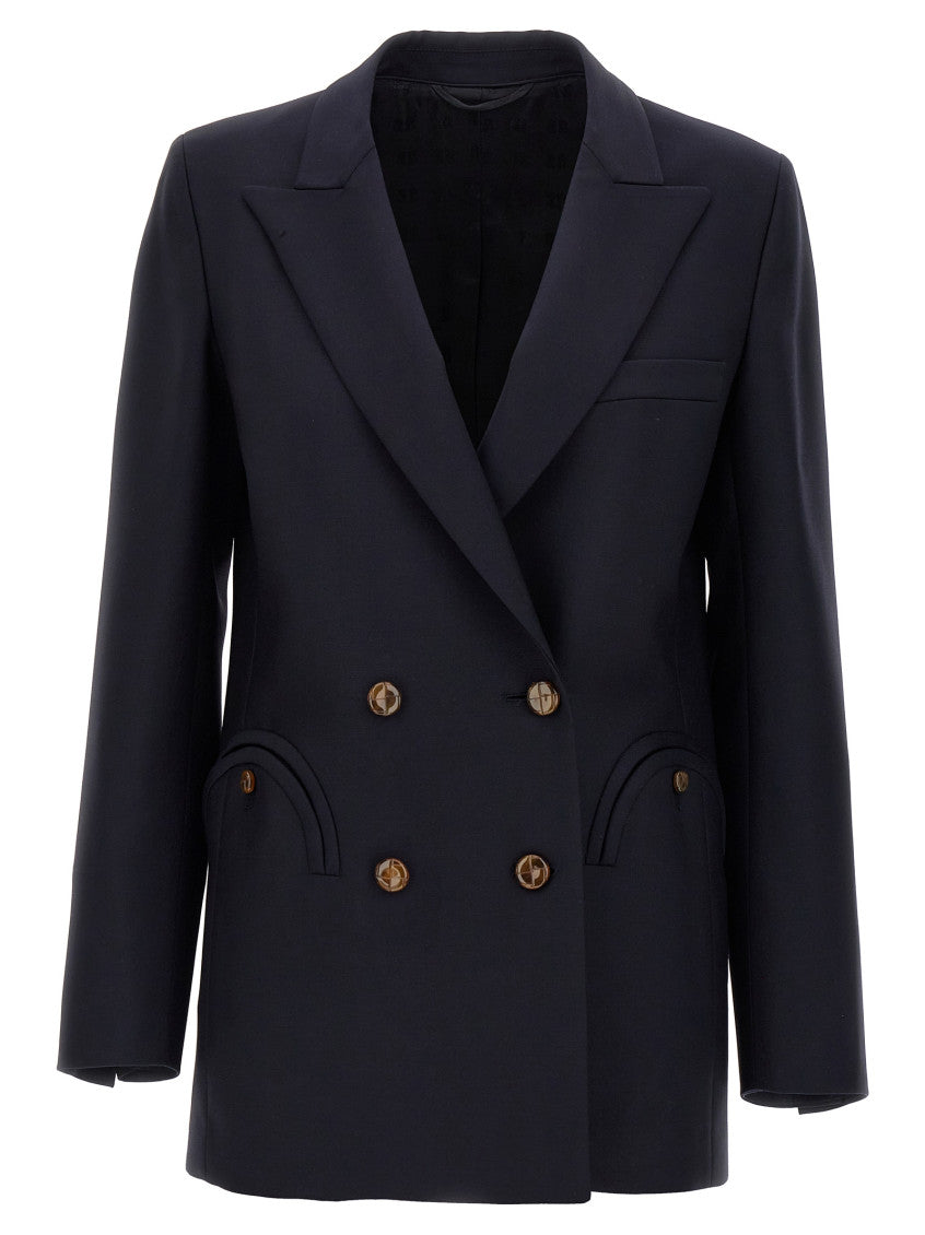 Blue Double-breasted Blazer 1