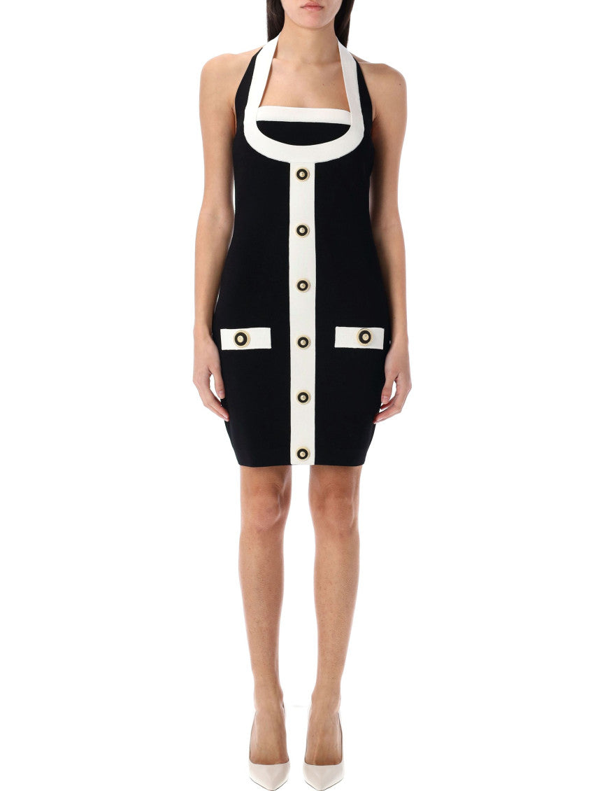Black Two-tone Halterneck Dress 1