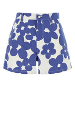White Printed Denim Shorts 1