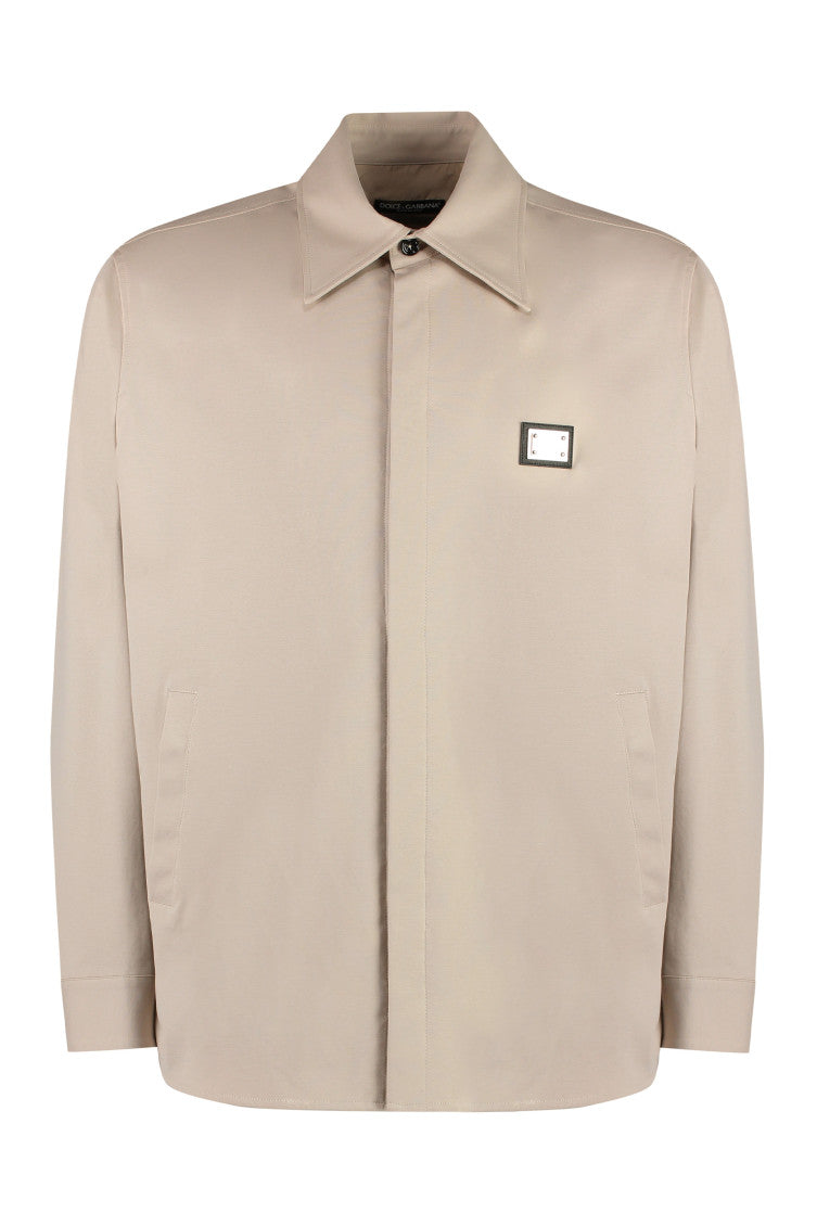 Beige Logo Patch Overshirt 1
