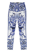 Blue Printed Skinny Fit Jeans 1