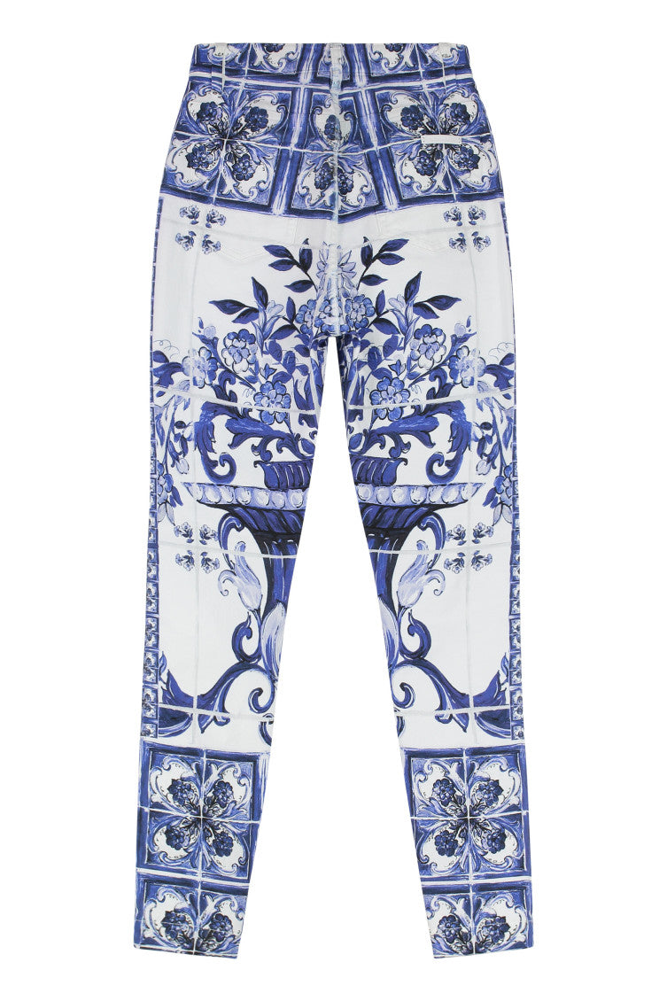 Blue Printed Skinny Fit Jeans 2