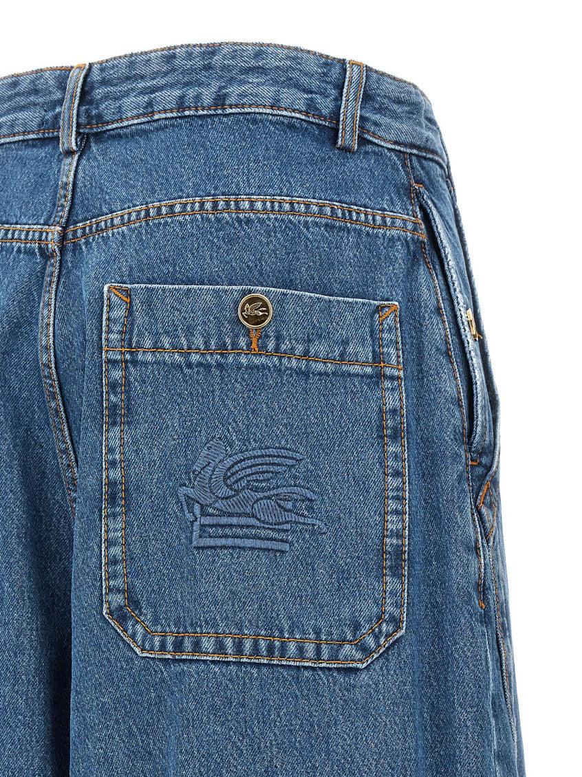Blue Wide Leg Jeans 4