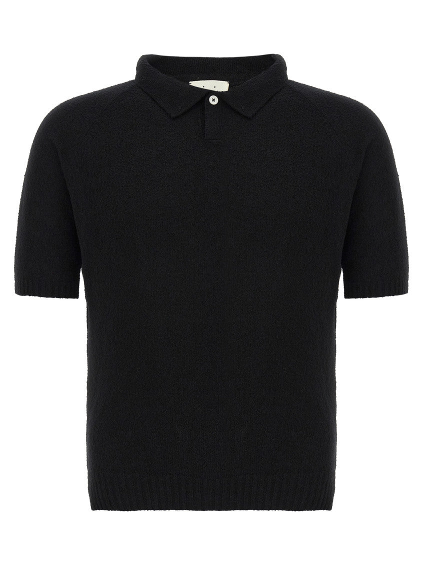 Black Bouclé cotton polo shirt 1