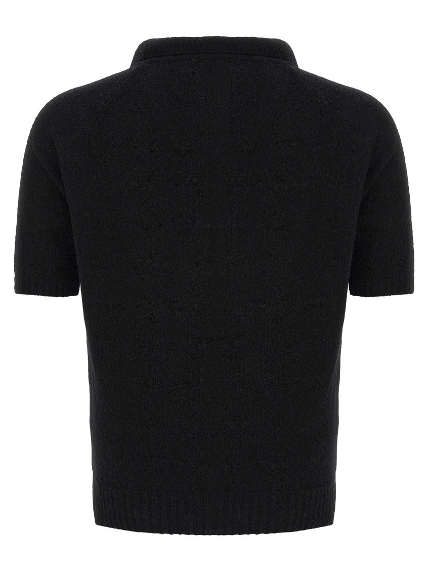 Black Bouclé cotton polo shirt 2