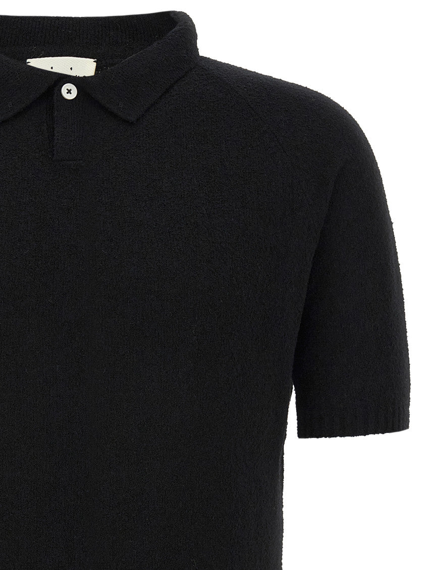 Black Bouclé cotton polo shirt 3