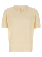 White Bouclé polo shirt 1