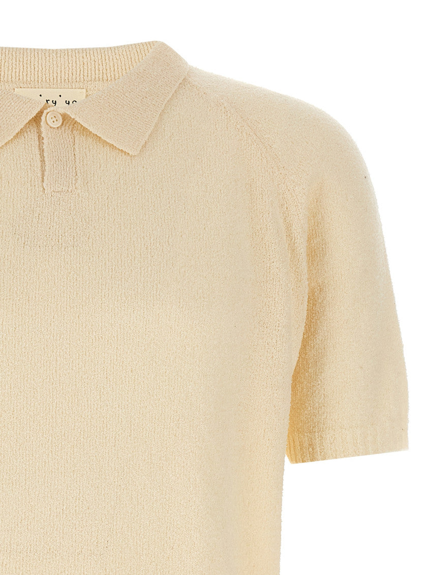 White Bouclé polo shirt 3