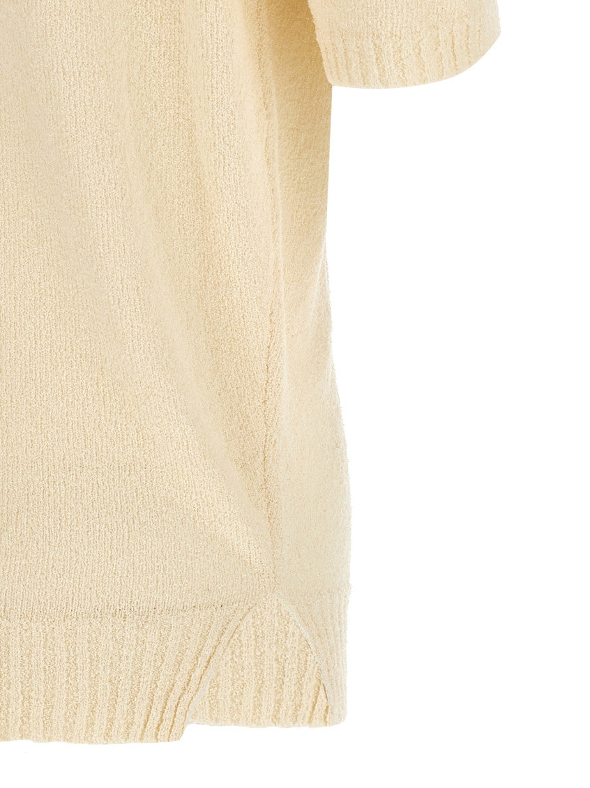 White Bouclé polo shirt 4