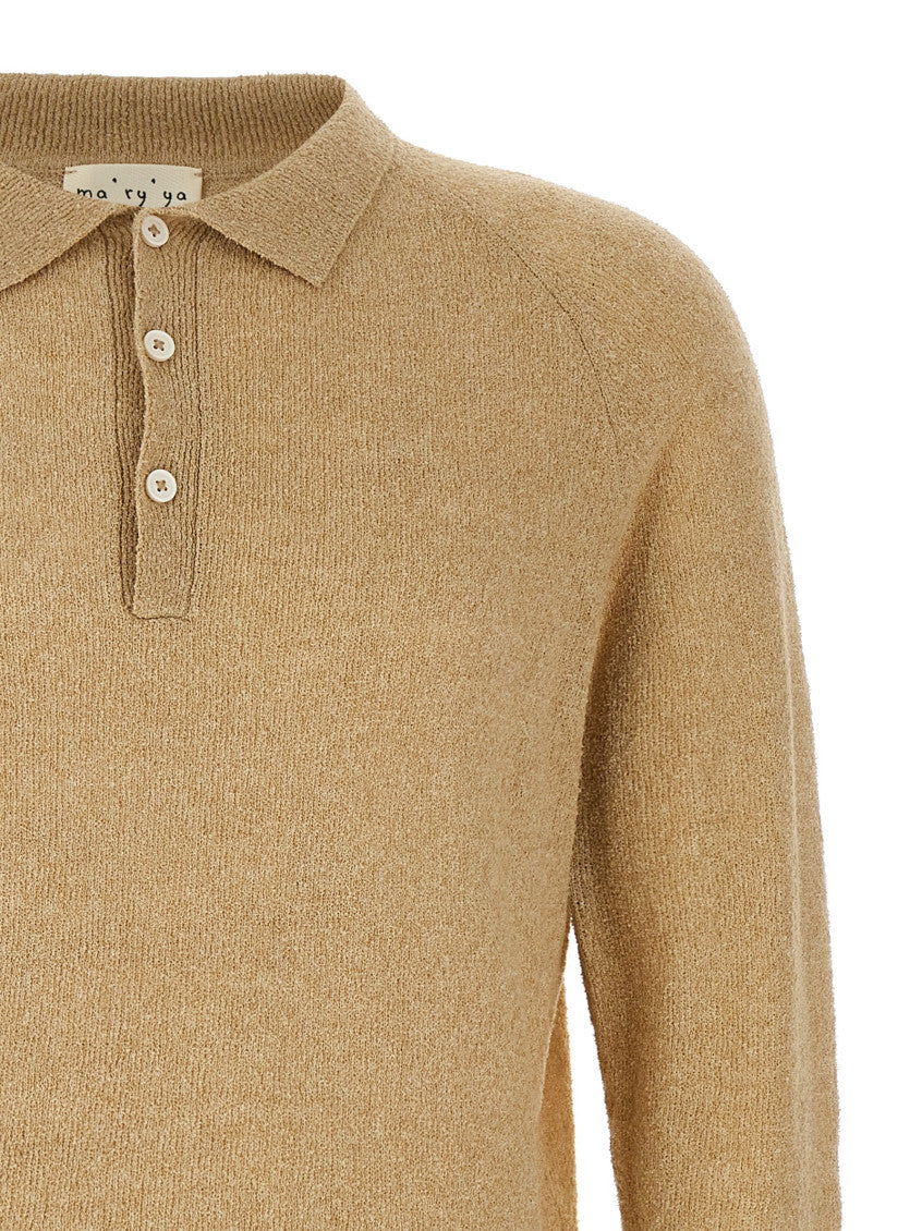 Beige Bouclé cotton polo shirt 3