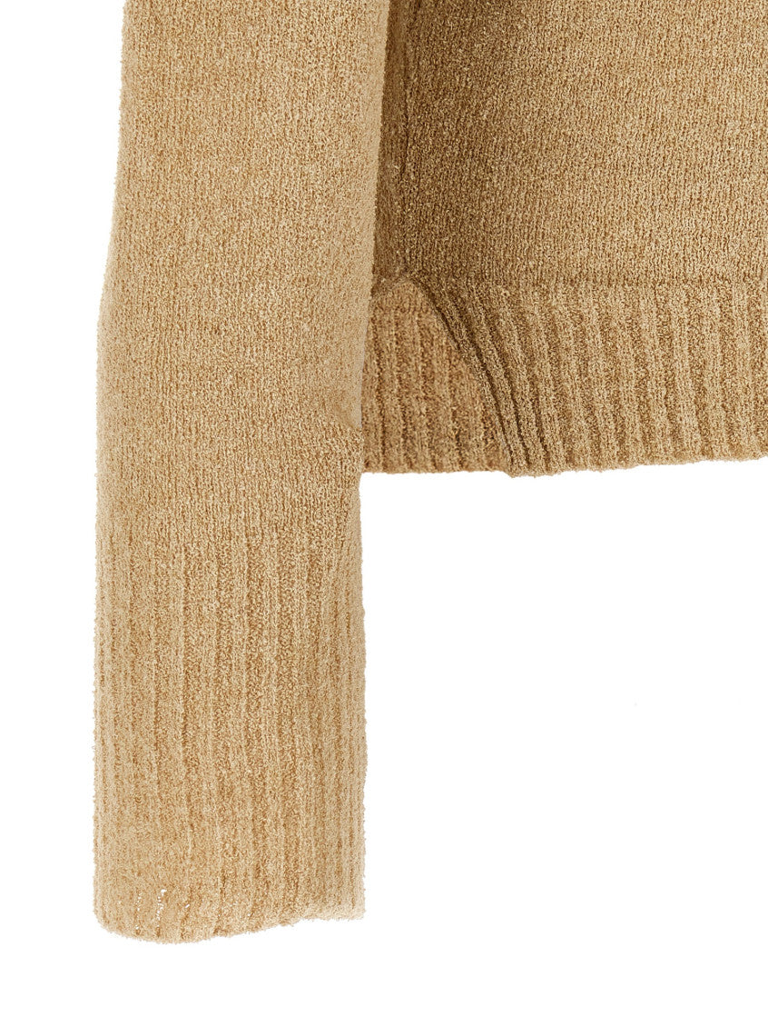 Beige Bouclé cotton polo shirt 4