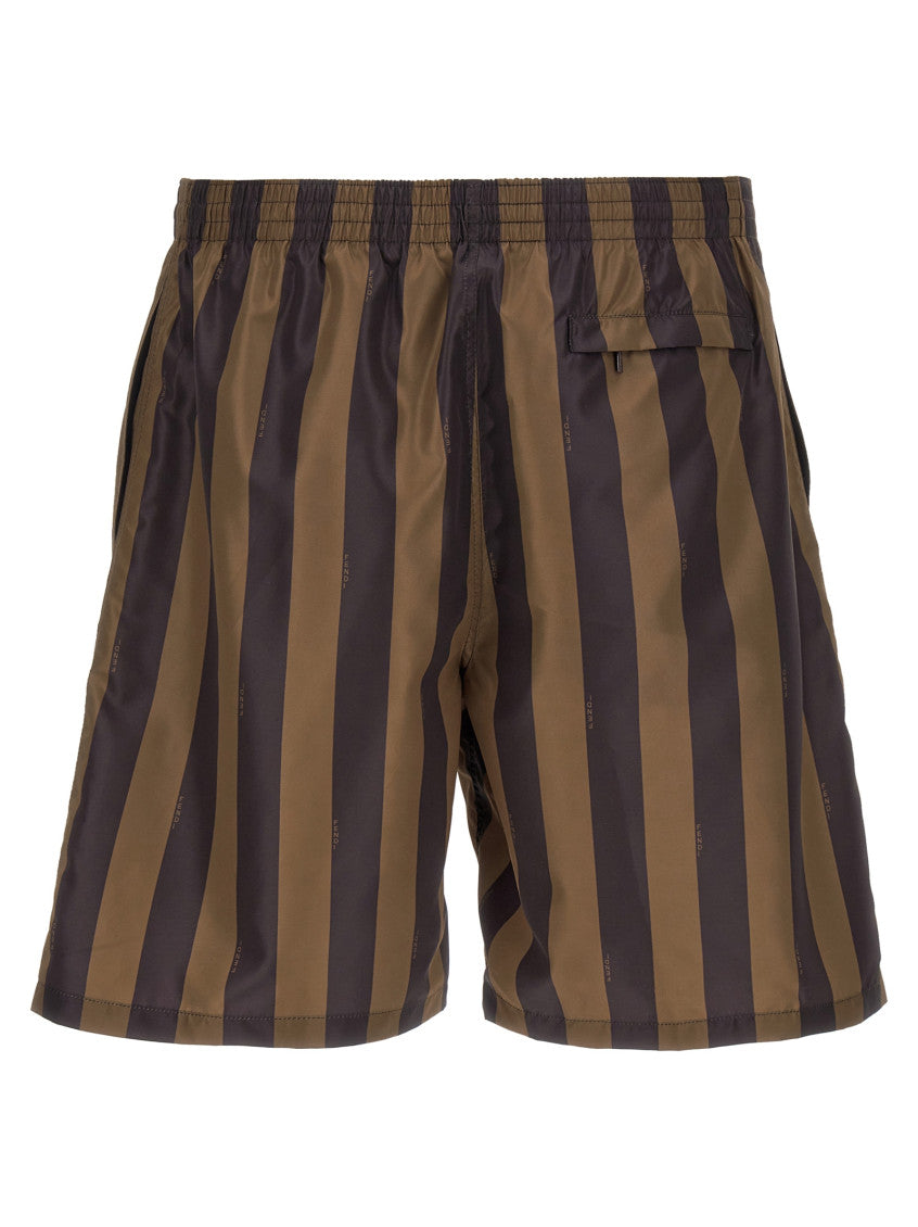 Brown Pequin Nylon Shorts 2
