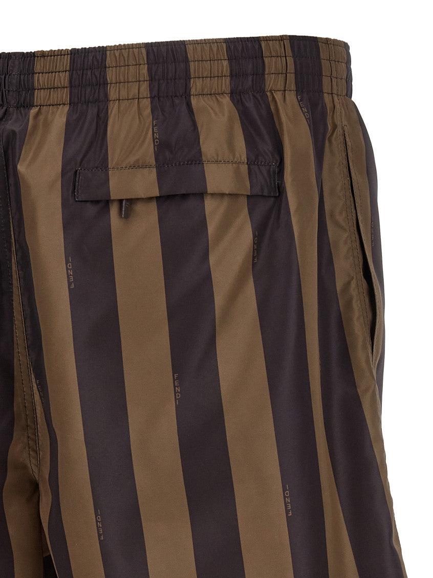 Brown Pequin Nylon Shorts 4