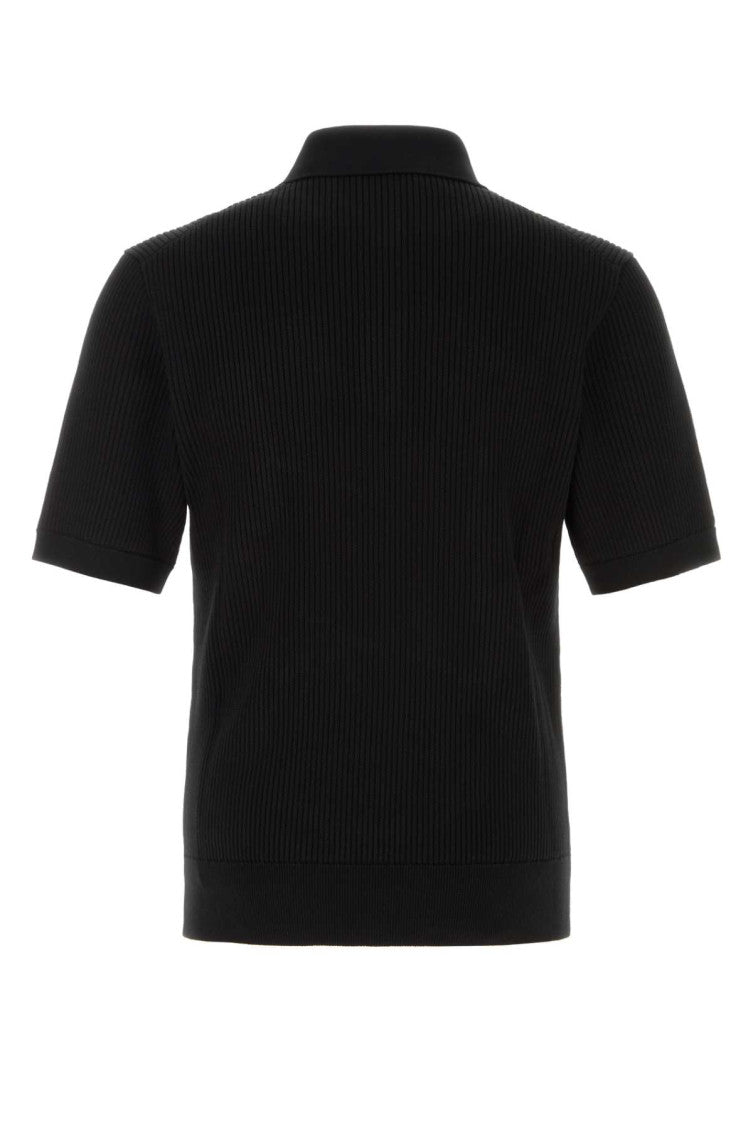 Black Cotton Ribbed Polo 2