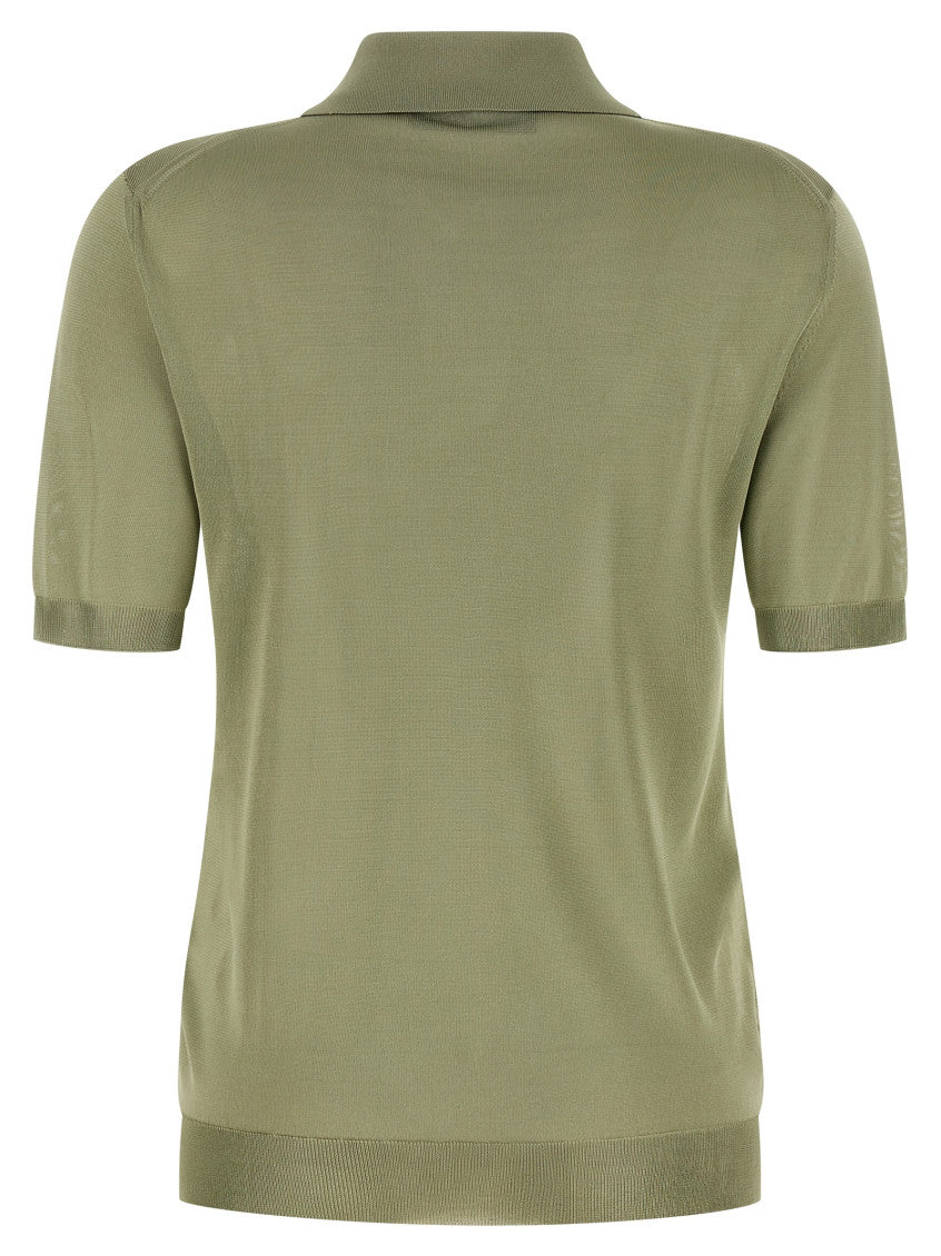 Green Shiny Viscose Polo Shirt 2