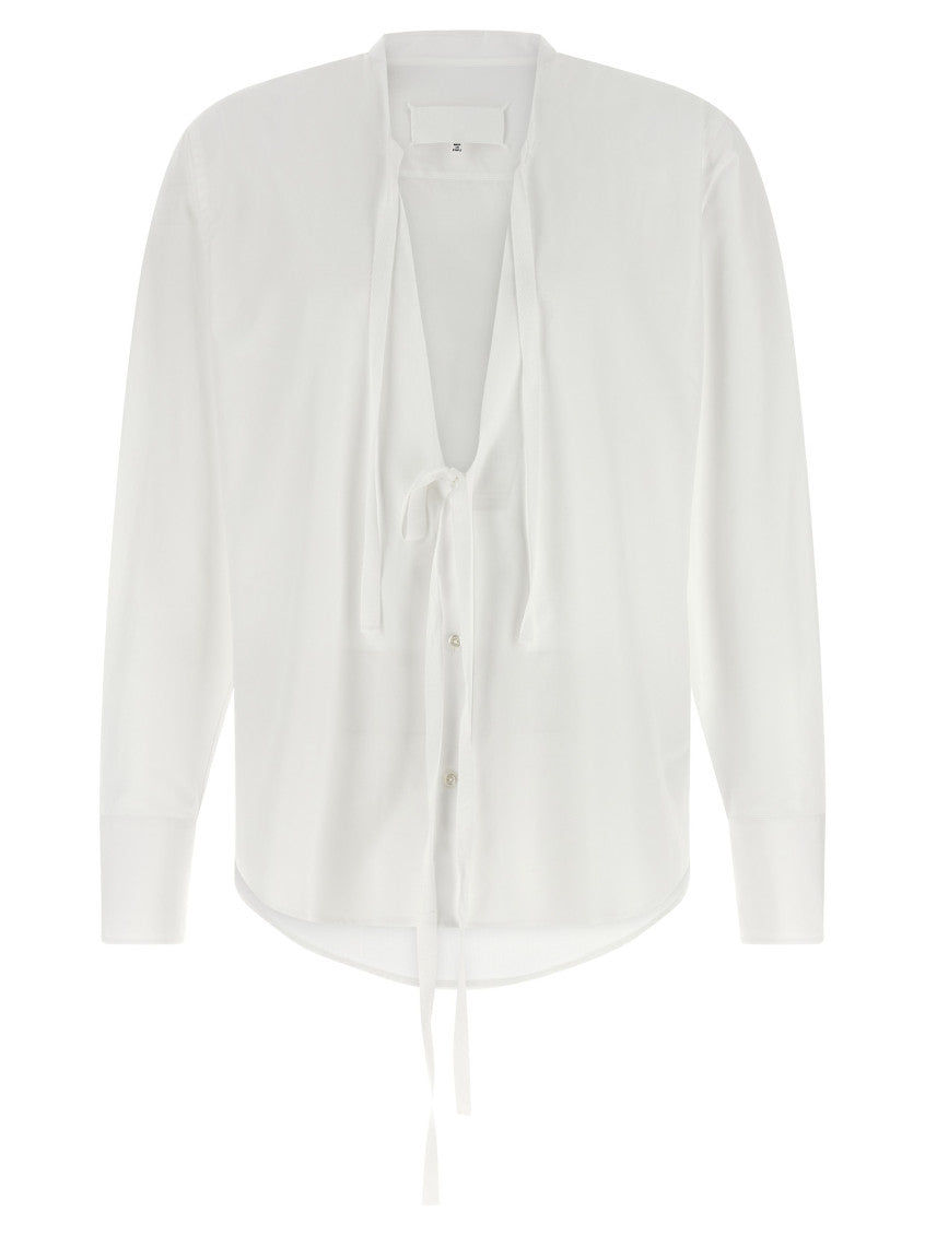White Raw Cut Hem Shirt 1