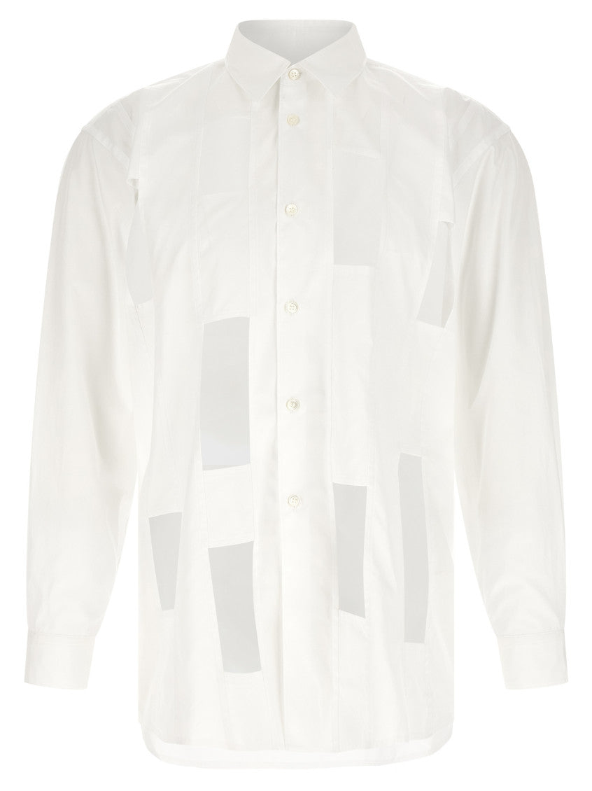 White Geometric Cut-out Shirt 1