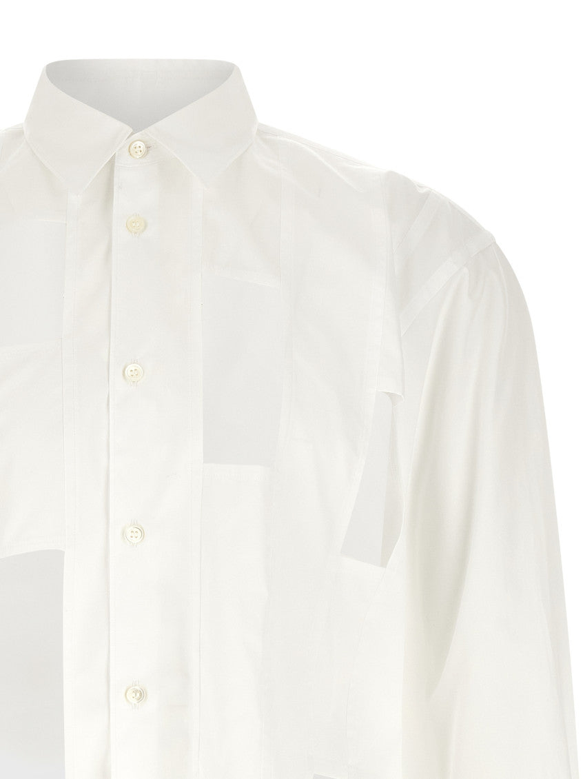 White Geometric Cut-out Shirt 3