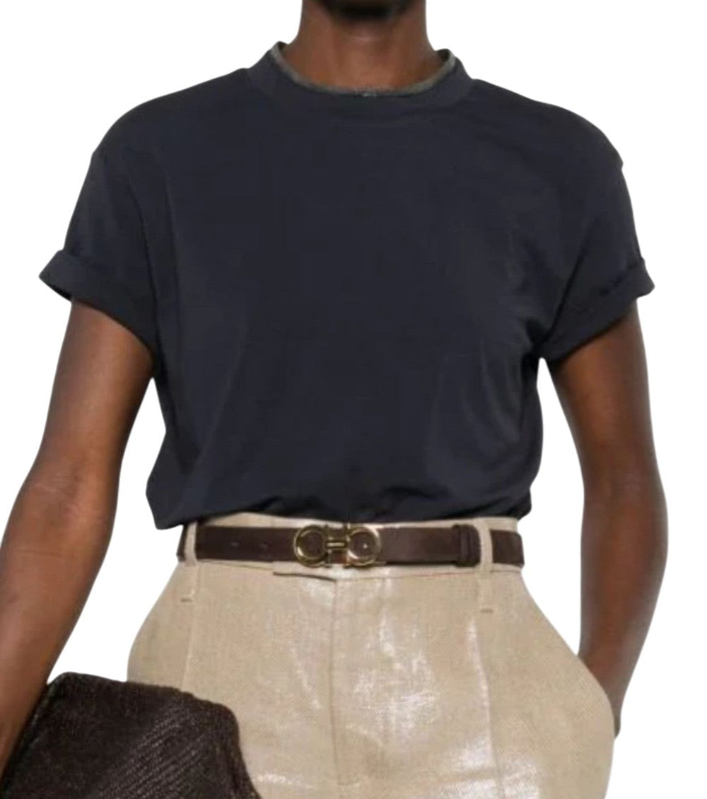 Blue Crew Neck Short Sleeves T-Shirt 2