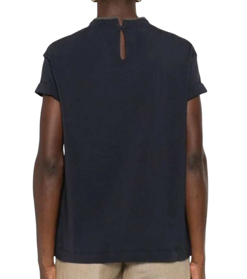 Blue Crew Neck Short Sleeves T-Shirt 3