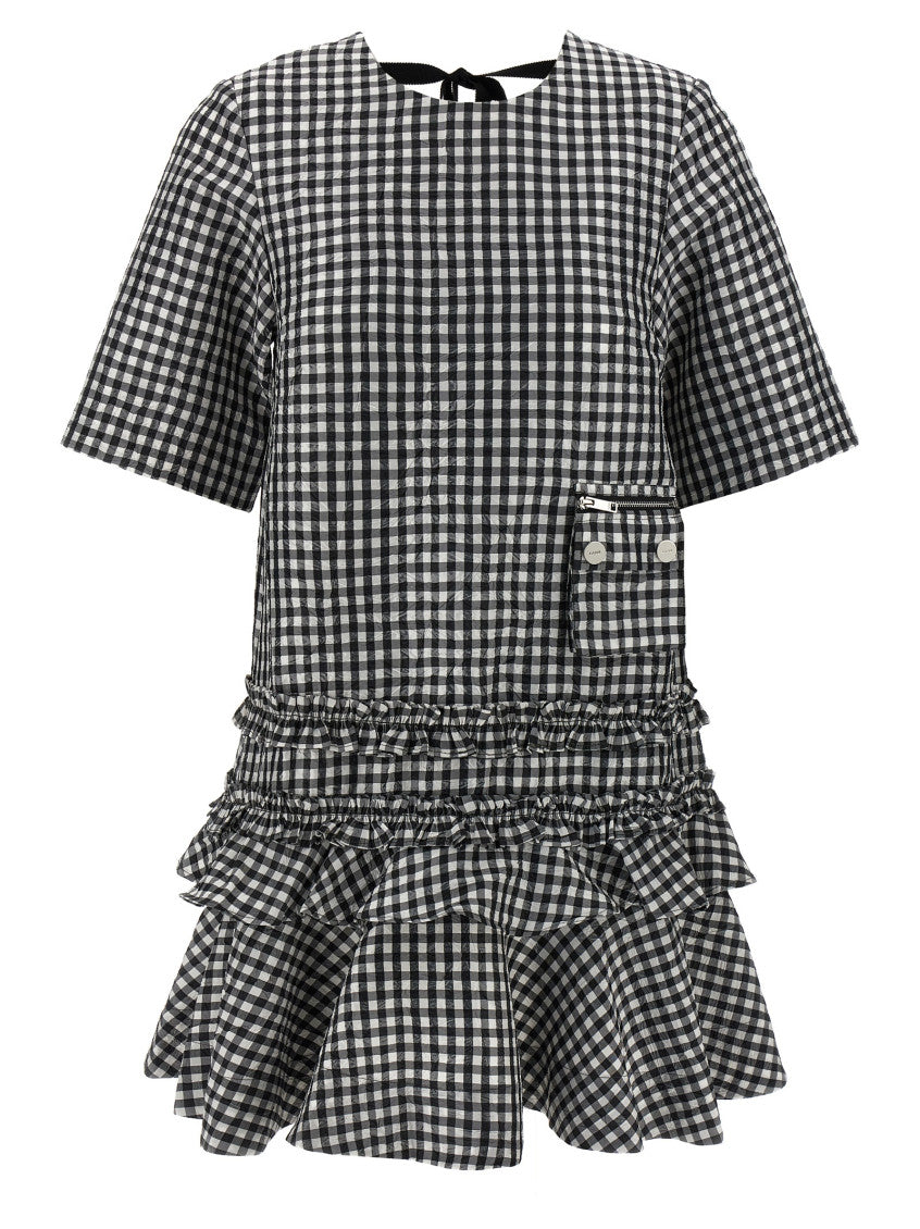Black & White 'Crinkled Check Mini' Dress 1