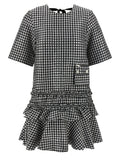 Black & White 'Crinkled Check Mini' Dress 1