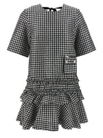 Black & White 'Crinkled Check Mini' Dress 1