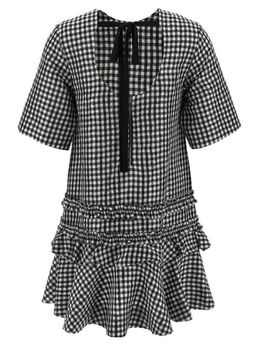 Black & White 'Crinkled Check Mini' Dress 2