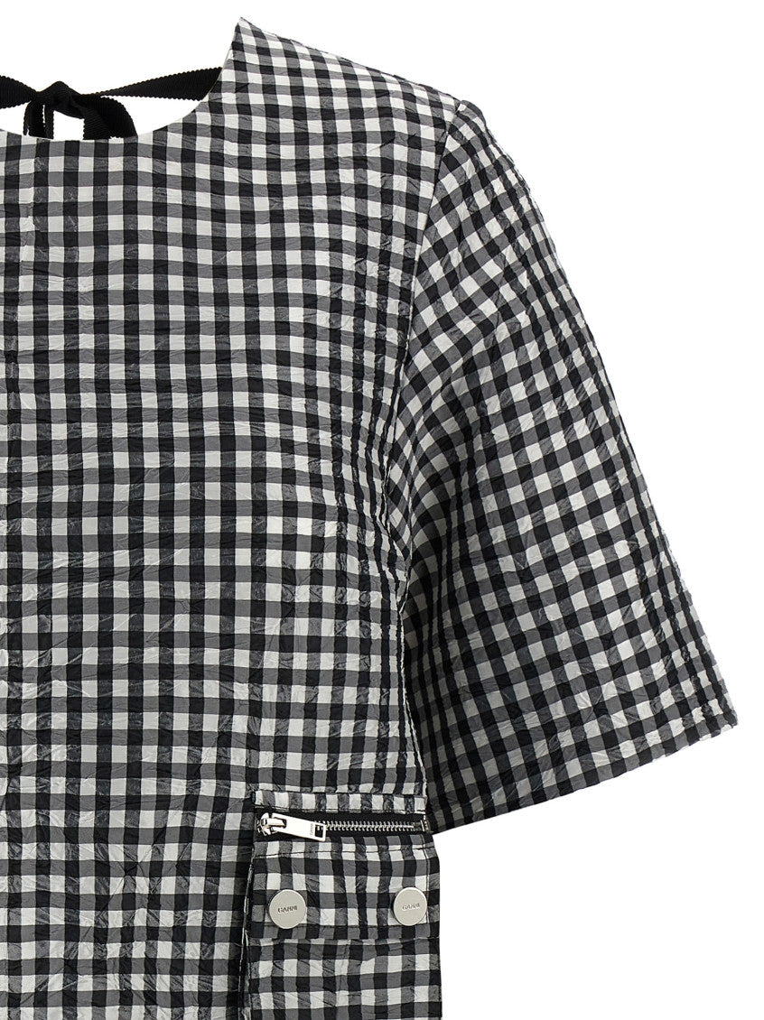 Black & White 'Crinkled Check Mini' Dress 3
