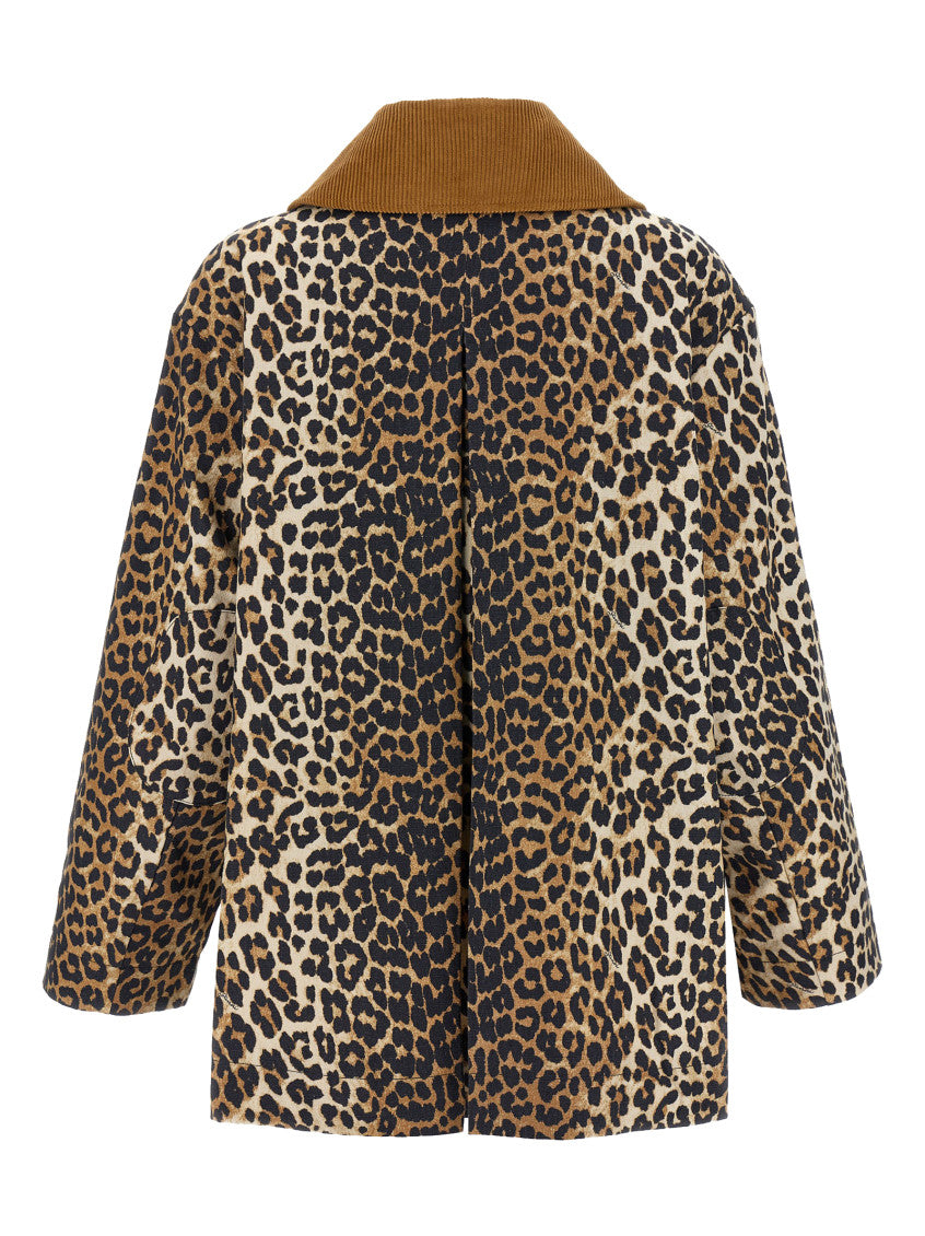 Leopard Printed Canvas Midi Jacket 2