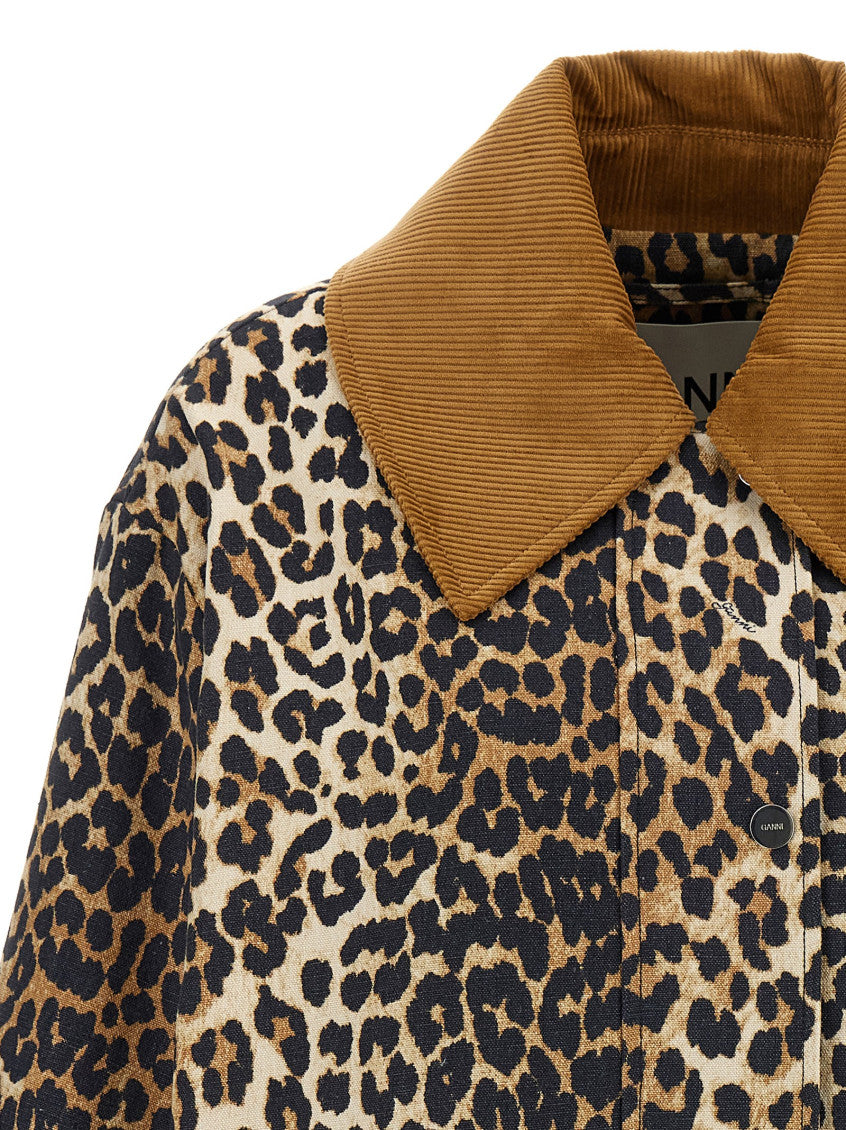 Leopard Printed Canvas Midi Jacket 3