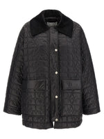 Black Shiny Quilt Midi Jacket 1