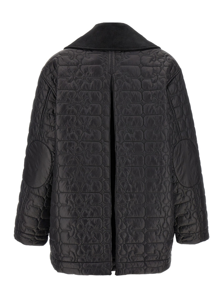 Black Shiny Quilt Midi Jacket 2