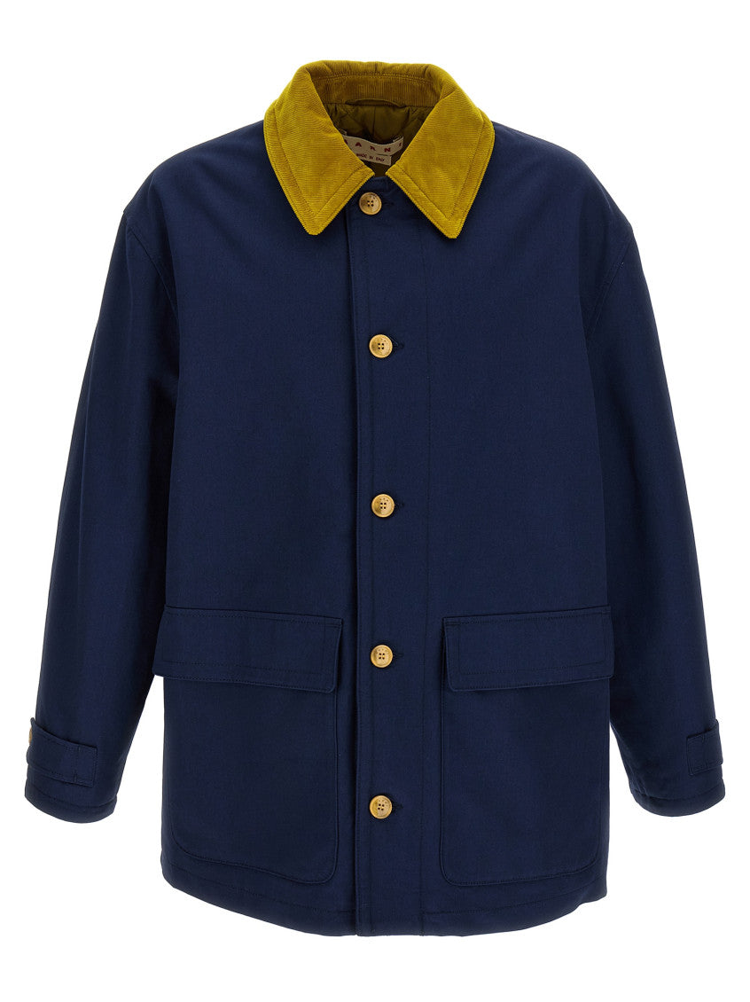Blue Cotton gabardine parka 1