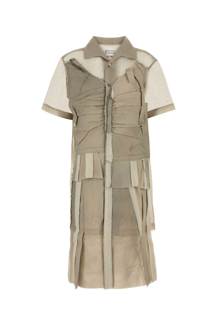 Beige Panelled Midi Dress 1