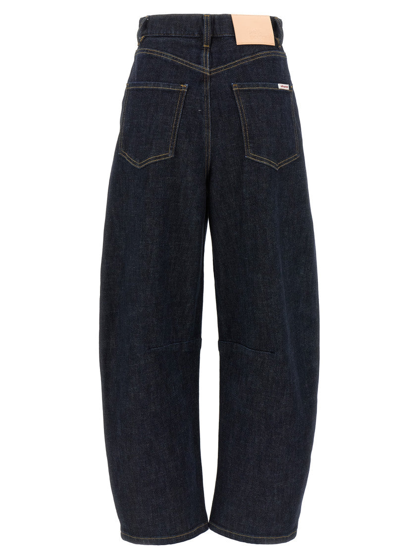 Dark Blue Barrel Leg Jeans 2